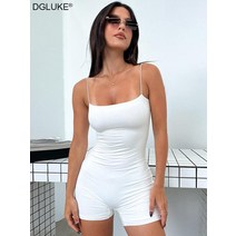 신도시룩 점프수트 스파게티 스트랩 짧은 여성용 오버롤 반바지 플레이수트 여름