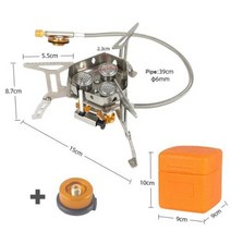 야외 휴대용 세 헤드 스토브 캠핑 방풍 피크닉 버너 접이식 가스 스토브, Stove with adapter