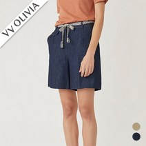 올리비아로렌 여성용 에스닉 벨트 데님 반바지 VVBDSYM5321