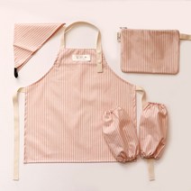 세맘스 TPU방수 유아앞치마+두건+가방+토시+네임라벨 세트