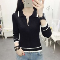 플라워가디건 여성용 봄 가을 가디건 한국 패션 턴 다운 칼라 긴 소매 스웨터 오버사이즈 지퍼 탑 부드러운