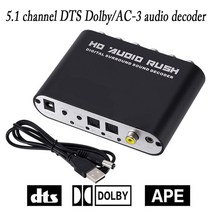 디지털 5.1 오디오 디코더 Dts/Ac-3 광 채널 RCA 아날로그 컨버터 사운드 어댑터 앰프 변환기 USB, [01] Black