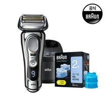 브라운 BRAUN 전기면도기 시리즈9 9466cc Chrome + 추가 세정액 2개 증정, 9466cc+CCR2 (9C66)(BO11)