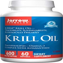 Jarrow Formulas Krill Oil Supports Brain Memory Energy Cardiovascular Health 600 Mg 60 Softgel, 1팩