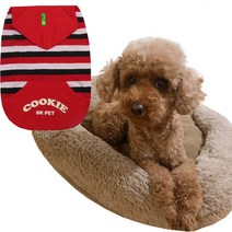 코리아메리펫 빨강색줄무늬 후드티, 빨강