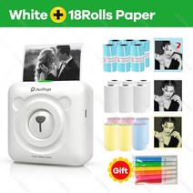 peripage mini 휴대용 사진 블루투스 프린터 선물 열 라벨 프린터 soft protection case free app 스티커 web note machine, 1-18롤 추가