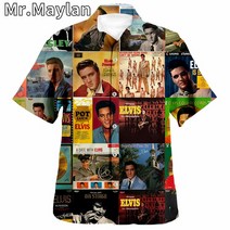 하와이안 반티 여름 셔츠 휴양지 바캉스 The King Elvis Presley Cosplay 3DPrint Beach Hawaiian Summer Men Shirt 반팔 스트리트