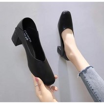 Momolatti 타 여성용 세련된 심플 뾰족한 끝 포멀 미들 힐 로퍼