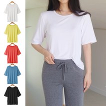 레이온 U넥 실크느낌 루스핏 반팔 티셔츠