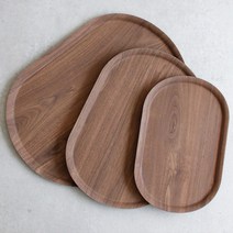 논슬립 타원 쟁반 소 중 다과 커피 트레이 식당쟁반, 월넛(중)