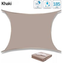 300D 방수 직사각형 그늘막 야외 정원 수영장 천막 캠핑 하이킹 해가리개, Khaki+400cm x 400cm