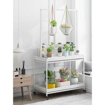 행잉 꽃집 진열대 꽃다발 식물 화단 보관 걸이대 가게, 화이트 100cm 가로 50cmx100cm (3단)