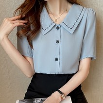 쉬폰 커리어 흰색반팔 여하 JI 교사 교육자료 여대생 정장블라우스