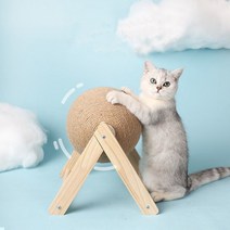 미묘 고양이 스크래쳐 캣타워 Cat Sisal Ball Grab Wear-resistant Wood Vertical Toy Climbing Rack Interesting Grind, [02] L, [01] WHITE