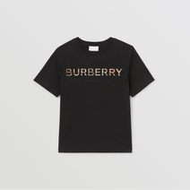[BURBERRY] 버버리 키즈 엠브로이더리 로고 코튼 티셔츠 블랙 8047889