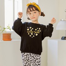 릴리푸리 하트 레오파드 기모 상하세트