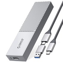 ORICO NVMe 인클로저 알루미늄 USB C to M.2 SSD 리더기 3.2/3.1 Gen 2 10Gbps M-Key 외장 M2 어댑터 UASP 트림 스마트 지원 (NVMe, 10Gbps-Silver