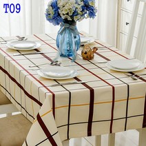 SKANDSALO 식탁보 모던 체크무늬 심플 도트 스트라이프 순면 캔버스 티테이블보 성탄 인테리어 테이블 천다기, T09-체크-베이지, C03-90*90