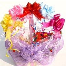 매직리본 대형 50개묶음 자동리본 원터치리본 메론리본 선물포장, 색상혼합