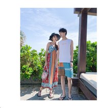 휴양지커플룩 시밀러룩 롱 태국 허니문 비치 하와이