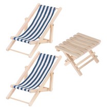 의자 비치 인형 집 미니어처 미니 의자 장식 모델 인형 라운지 데크 나무 집 접는 해상 전화 정원 해변 테이블, 푸른