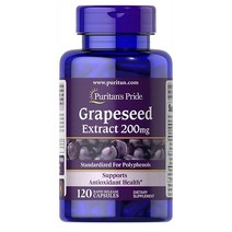 퓨리탄프라이드 그레이프시드 포도씨 추출물 200mg 120정 Puritans Pride Grapeseed, 1개, 기본
