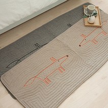 북유럽 누빔 면 자수 사계절 퀼트 패드 발매트 현관 주방 다용도 매트, 여우(카키그레이)