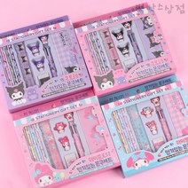 산리오 인기있는 문구세트 1p 랜덤 입학 학용품세트 초등학생 단체선물 어린이집 캐릭터 볼펜 연필 자 지우개, 쿠로미