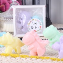 룰루데이 공룡 캐릭터 비누 답례품+슬리브 화이트 상자 완포장 수제자연비누, 1box, 옐로우