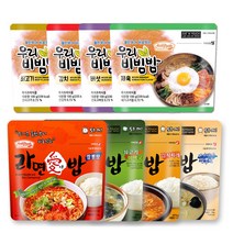 이지밥 전투식량 우리비빔밥4개+라면애밥4개 8종세트 비상식량, 단품