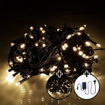 탄탄 LED 100구 AC220V 연결 크리스마스 트리전구 (2개) + 점멸잭 (1개) 세트, 흑선/전구색