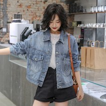 날씬해 보이는 프렌치 데님 햅번느낌 이른 봄 야상 점퍼 데님 재킷