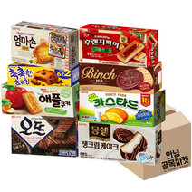 [안녕골목마켓] 과자8종세트_몽쉘생크림6입+엄마손파이10입+카스타드6입+애플쿠키10입+촉촉한초코칩8입+오뜨쇼콜라6입+후렌치파이15입+빈츠10입, 안녕골목마켓_과자8종세트