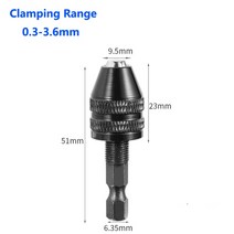 임펙렌치 임팩렌치 드릴 척 키리스 스크루 드라이버 임팩트 어댑터 전기 마이크로 모터 클램프 미니 고정구, 0.3-3.6 6.35mm Hex
