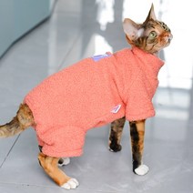 고양이조끼 Devon Vex 겨울 아웃웨어 4 피트 스핑크스 고양이 스웨터 털이없는 옷 두껍게 부드러운 양면 섬, 02 Orange_06 XXL