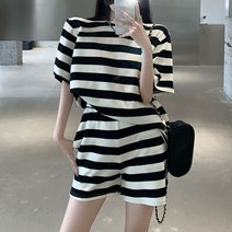 메이킹유 트레이닝복세트 스트라이프 반팔티 반바지 2339바일데세트