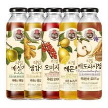 CJ제일제당 백설 리얼청 5종 매실/생강/오미자/레몬/배도라지청, 상세설명 참조, 10. 매실청 + 생강청 + 오미자청