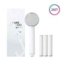 2407 제이원 퓨어수 히든 필터 샤워기 이중창 화이트 샤워 헤드 흰색 수전 1년세트