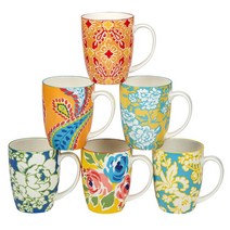 Certified International Damask Floral 396.9g 머그컵 6가지 다양한 디자인 세트