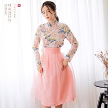 예님 연핑크 쉬폰 허리치마