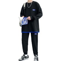 코디코치 봄가을 오버핏 맨투맨 라운드 티셔츠 운동복 트레이닝 바지 상하세트