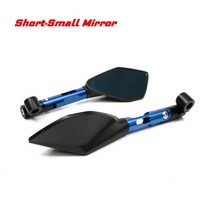YAMAHA 호환 범용 CNC 알루미늄 바이크 오토바이 핸들 바 백미러 블루 눈부심 방지 미러 혼다 야마하 스즈키 스쿠터 KTM 부품용, [15] Short-Small-BL