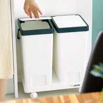리빙패밀리 2단 3단 스탠드 이동식 원터치 20L 분리수거함, 2P, 화이트