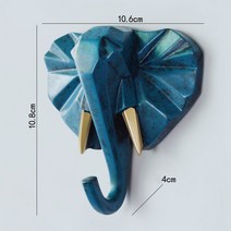 북유럽 동물 행잉 코트 후크 1 개 월 펀치 프리 사슴 머리 키 행거 홈 스토리지, Blue Elephant