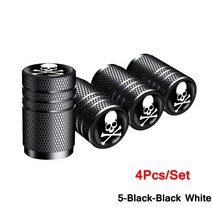 자동차부품 AUTCOAT 4 개/대 자동차 타이어 밸브 모자 해골 휠 공기 스템 캡 스타일링 먼지 커버, 19 5-Silver-Black White