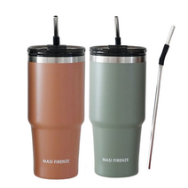 마시 이중진공 스텐텀블러 2개 1Set 스텐 빨대텀블러 2사이즈 2컬러, 750ml, 인디핑크 1개 + 인디그린 1개