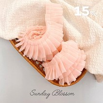 [1롤 도매] 30mm 쉬폰 주름리본 프릴리본 테이프 카네이션 꽃공예 DIY 리본끈, 01. 피치