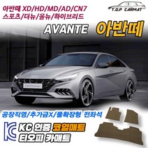 현대 아반떼 전차종 XD HD MD AD 더뉴 올뉴 하이브리드 스포츠 확장형 코일매트 차량용 바닥매트, 실내전좌석(1열+2열), 레드, 아반떼 HD [2006.05~2010.08]