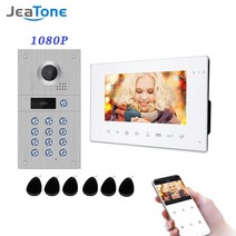 코콤인터폰Jeatone 7 인치 Tuya 무선 와이파이 1080P 비디오 인터콤 홈 비디오 초인종 비밀 번호 잠금 해제, P218M714W-86-FHD