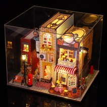 북눅 DIY 북엔드 책꽂이 책장 레트로 차원 퍼즐 과 를위한 모델 새해 선물 미니어처 하우스, 내부 및 외부 책 + 도구 접착제 + 음악 + 먼